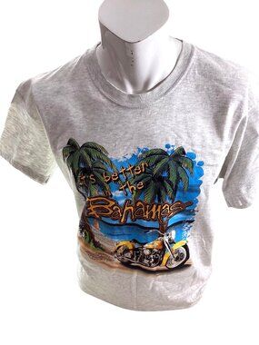 Harley-Davidson Bahamas 2000 Graphic T-Shirt*Gray L*Motorcycle Vintage Tee*EUC